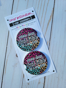 BEHIND EVERY BAD BITCH CAR COASTERS COASTERS (SET OF 2)