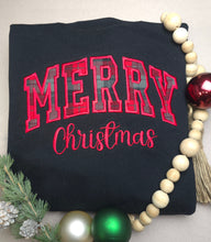 Load image into Gallery viewer, Merry Christmas Applique HOODED Sweatshirt
