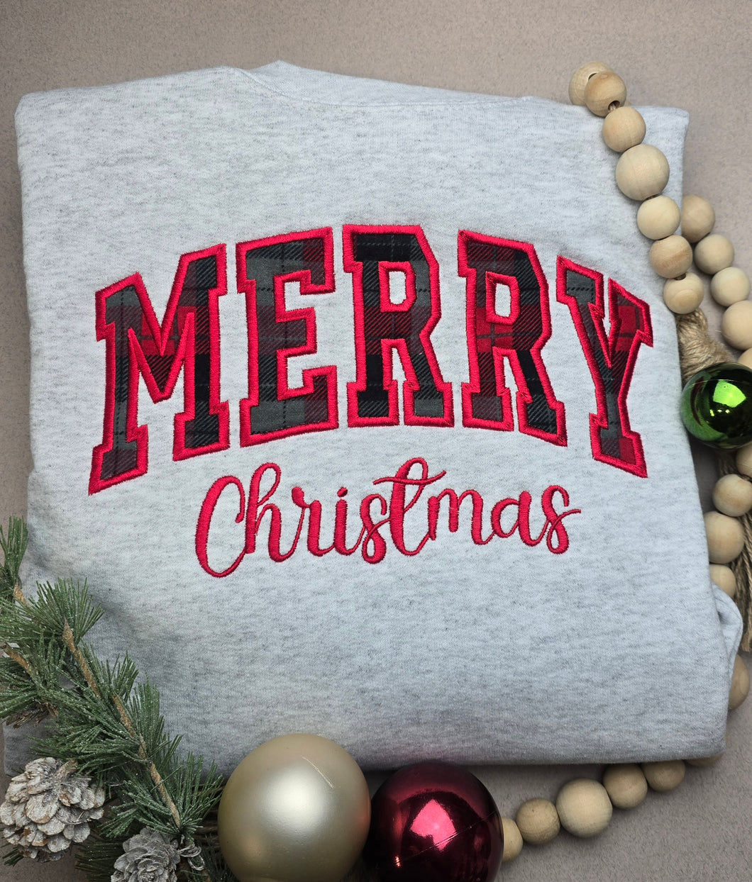 Merry Christmas Applique CREWNECK Sweatshirt