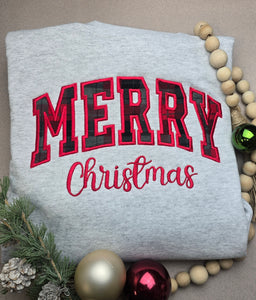 Merry Christmas Applique HOODED Sweatshirt