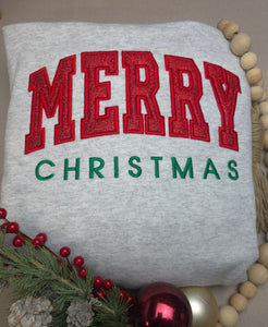 Merry Christmas CREWNECK Glitter Embroidered Sweatshirt