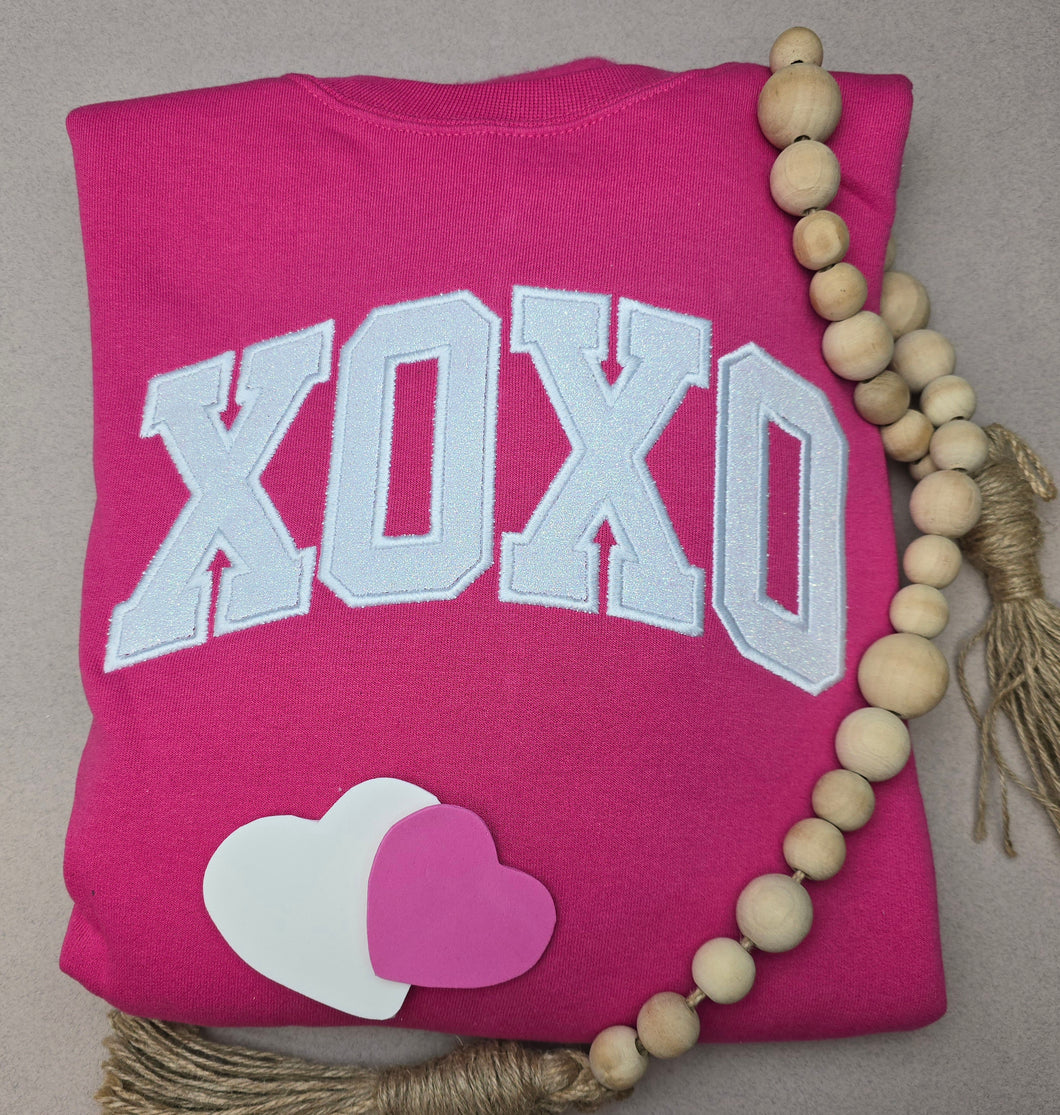 XOXO Embroidered Glitter CREWNECK Sweatshirt