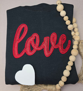 LOVE Embroidered Glitter HOODED Sweatshirt