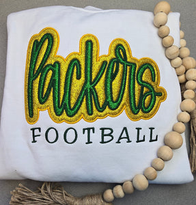 Packers Glitter CREWNECK Sweatshirt with Border