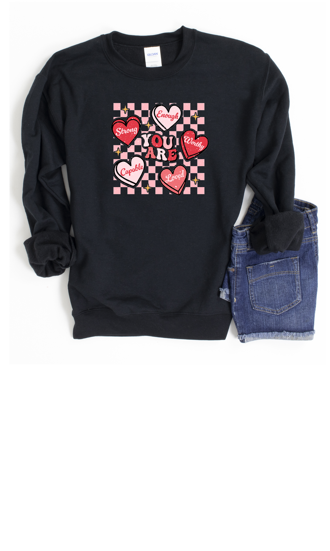 You Are Enough Valentines Heart Crewneck