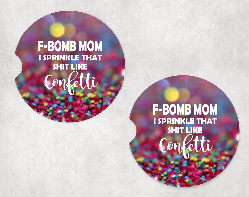 F-BOMB MOM SANDSTONE CAR COASTER (SET OF 2)