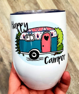 HAPPY CAMPER WINE TUMBLER