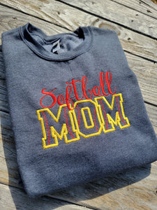 Softball Mom CREWNECK Embroidered Sweatshirt *Personalize