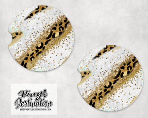 LEOPARD PRINT CAR COASTERS (SET OF 2)