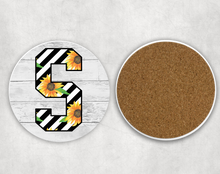 Load image into Gallery viewer, SUNFLOWER LETTER DESIGN INITIAL SANDSTONE COASTER (SINGLE)
