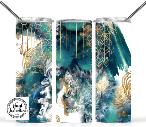 TEAL ABSTRACT TUMBLER