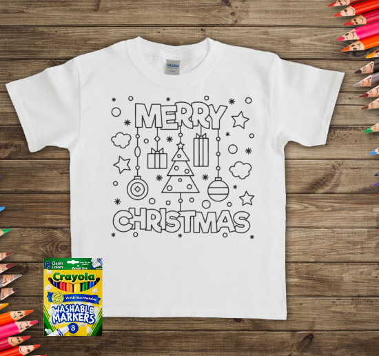 MERRY CHRISTMAS COLORING T-SHIRT