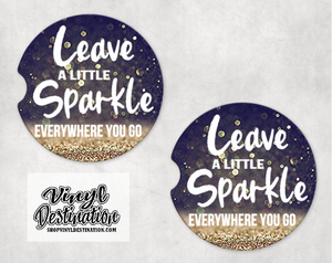 LEAVE A LITTLE SPARKLE SANDSTONE CAR COASTERS (SET OF 2)