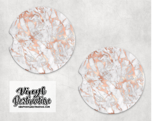 ROSE GOLD AND GREY MARBLE CAR COASTERS (SET OF 2)